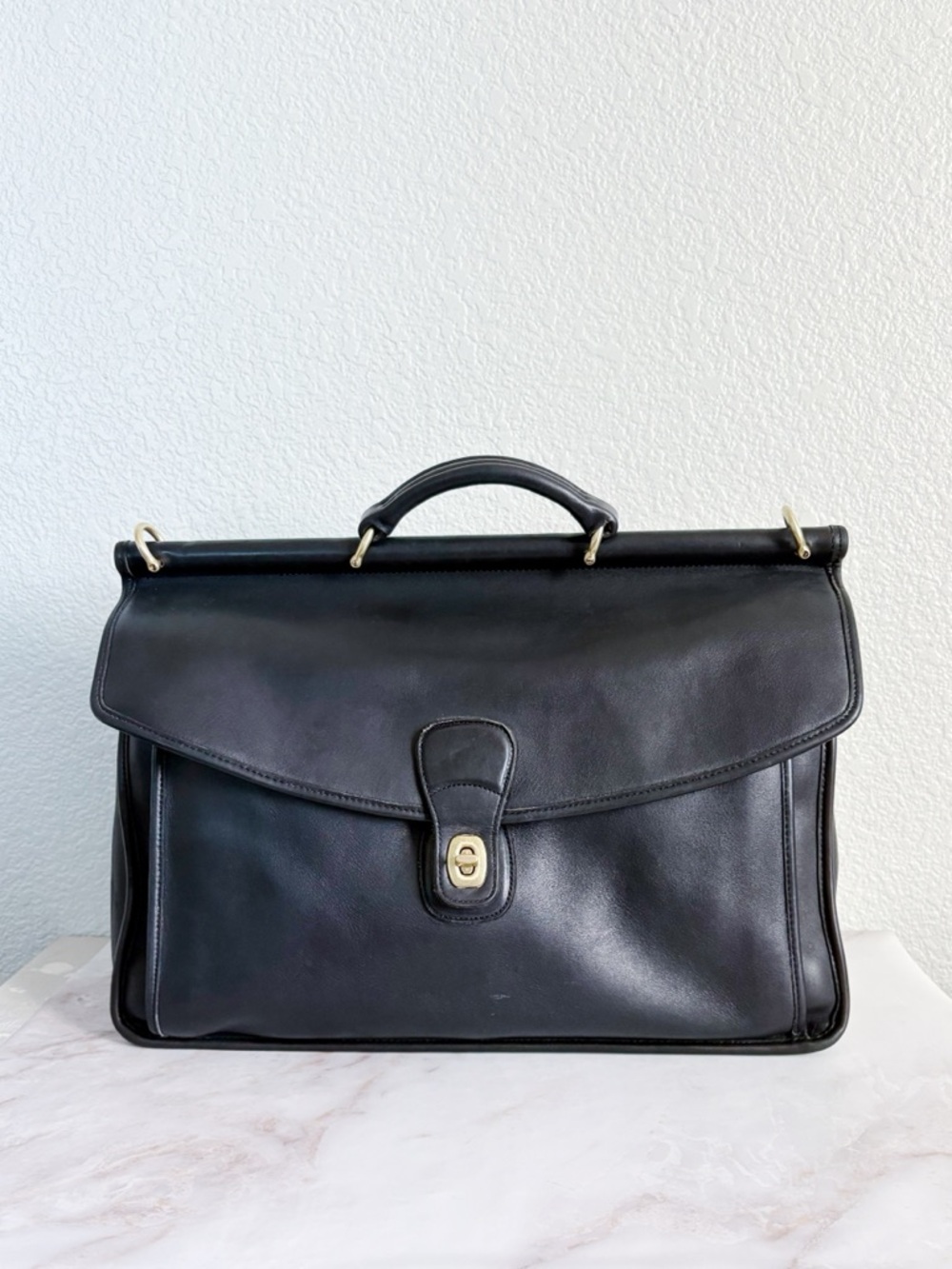 Coach Vintage Beekman Brief Black Leather